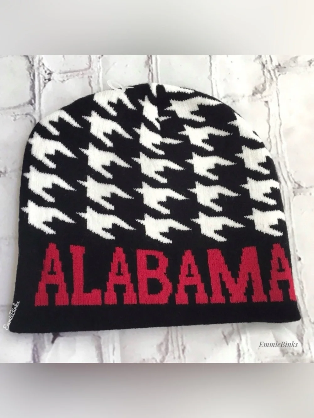 New University of Alabama Houndstooth Beanie Toboggan Hat / Lightweight Bama Hat